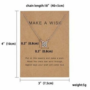 Square Prism CZ Crystal Necklace with Card